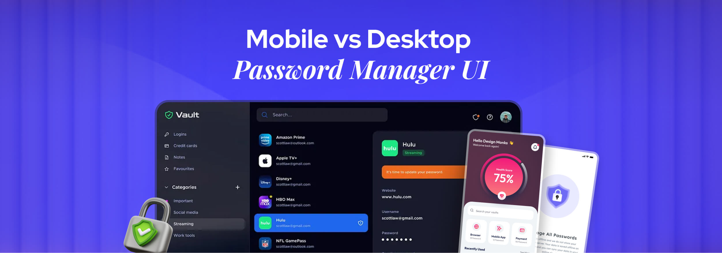 Mobile vs Desktop Password Manager UI