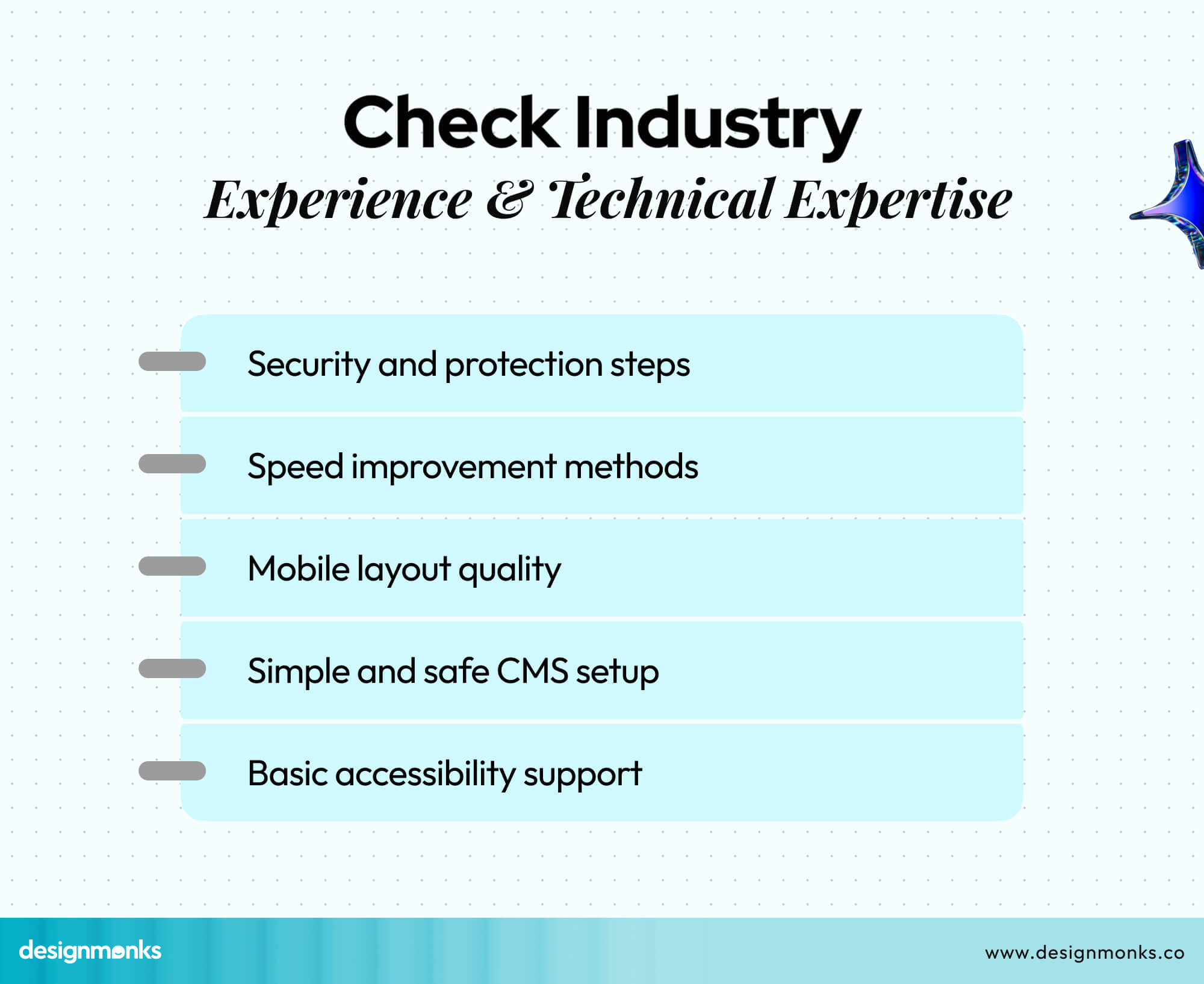Check Industry Experience & Technical Expertise